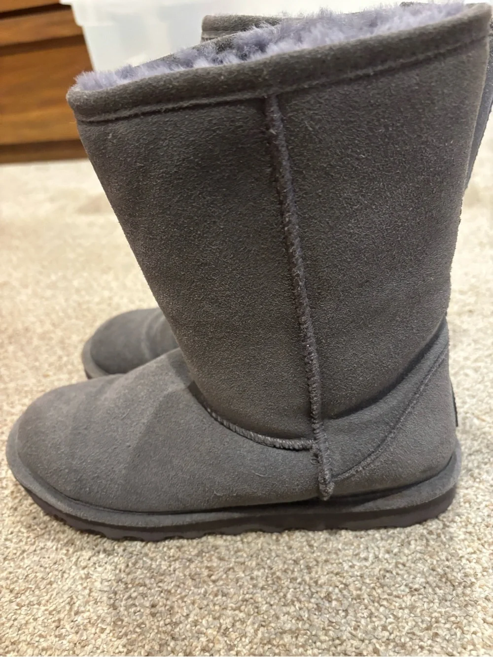 Bearpaw Gray Suede Shearling Boots
